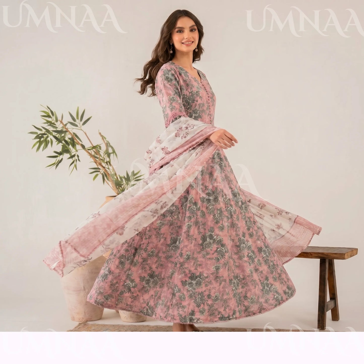 UA-197 Printed Poly Lawn frock 3 Pc Collection Ready to Wear Pakistani Asian clothes