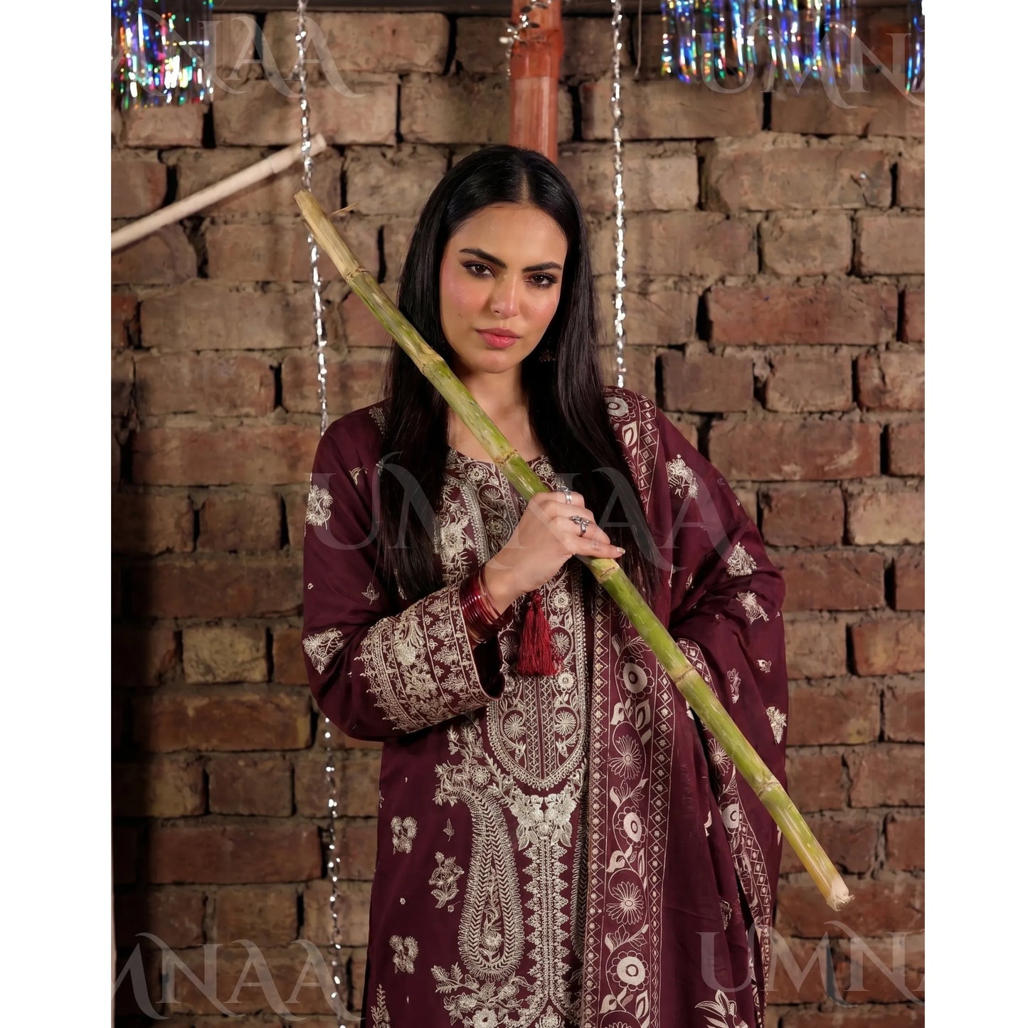 UA-199 Embroidered Cambric Cotton Collection by Umnaa | Ready to Wear Pakistani Asian clothes for women