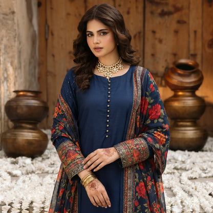 UA-207 Embroidered Viscose Farshi Shalwar with Printed Chiffon Dupatta by Umnaa | Ready to Wear Pakistani Asian clothes