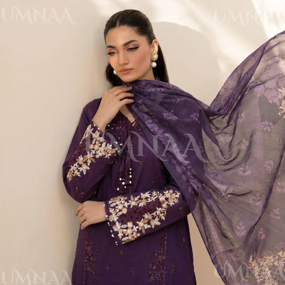 UA-209 Embroidered Cambric Cotton Collection by Umnaa | Ready to Wear Pakistani Asian clothes