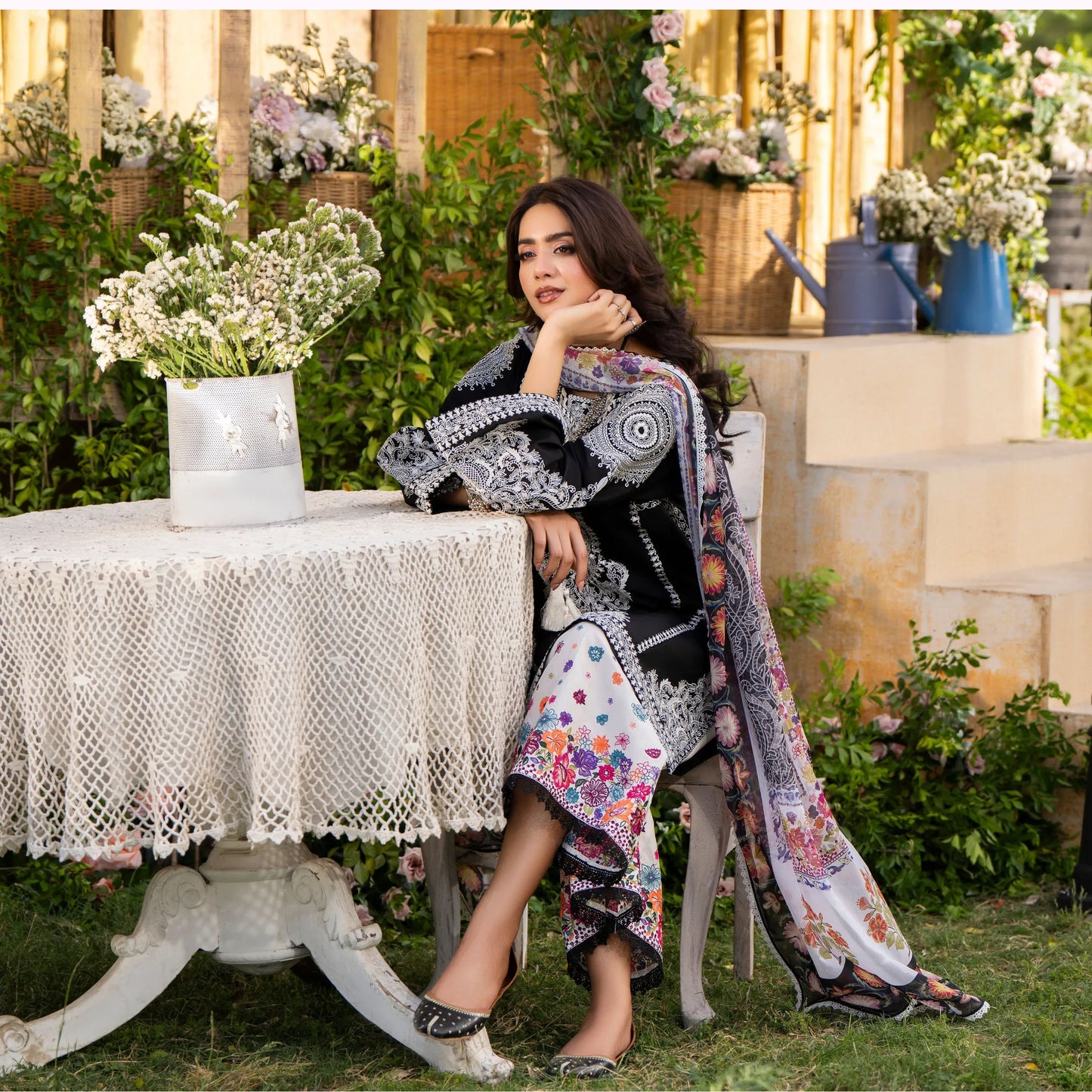 KC-1574 "Sunheri" Embroidered Festive Cambric Cotton Collection by Karma Collection