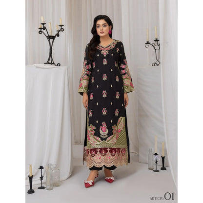 UTT-23 Embroidered Viscose Linen Kaftan Style 2 Piece Co Ord Set Collection by Traditional Thread