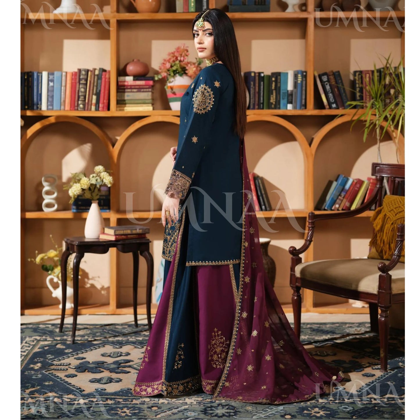 UA-213 Embroidered Cotton Festive Collection by Umnaa | Ready to Wear Pakistani Asian Clothing