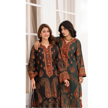 UA-215 " Printed Poly Silk Lawn Kaftan Style Co Ord Set Collection by Umnaa | Ready to Wear Pakistani Asian clothes