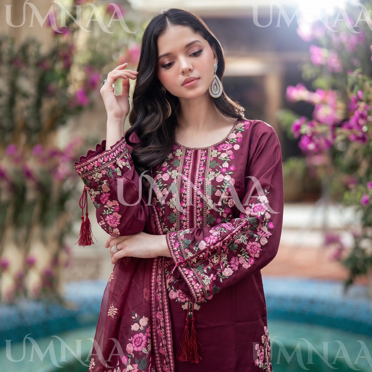 UA-335 Embroidered Viscose 3 Pc Collection Ready to Wear Pakistani Asian clothes by Umnaa