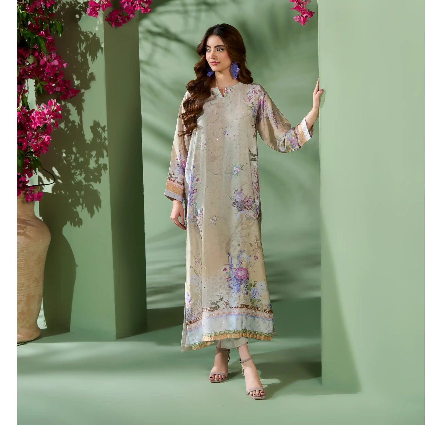 UAL-05 Printed Silk Kaftan Style Co-Ord Set Loose fit Casual Wear | Ethnic wear | ALLY'S