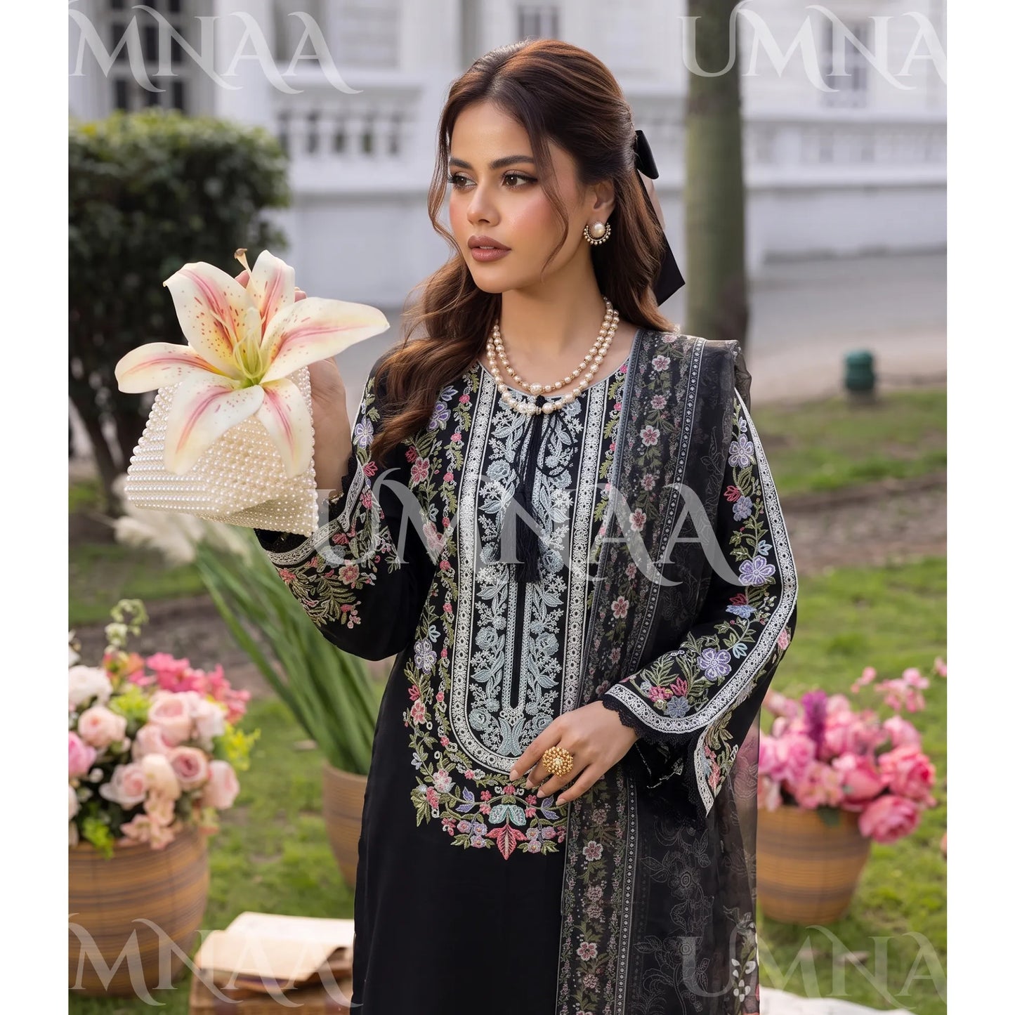 UA-246 Embroidered Cotton 3 Pc Collection Ready to Wear Pakistani Asian clothes by Umnaa