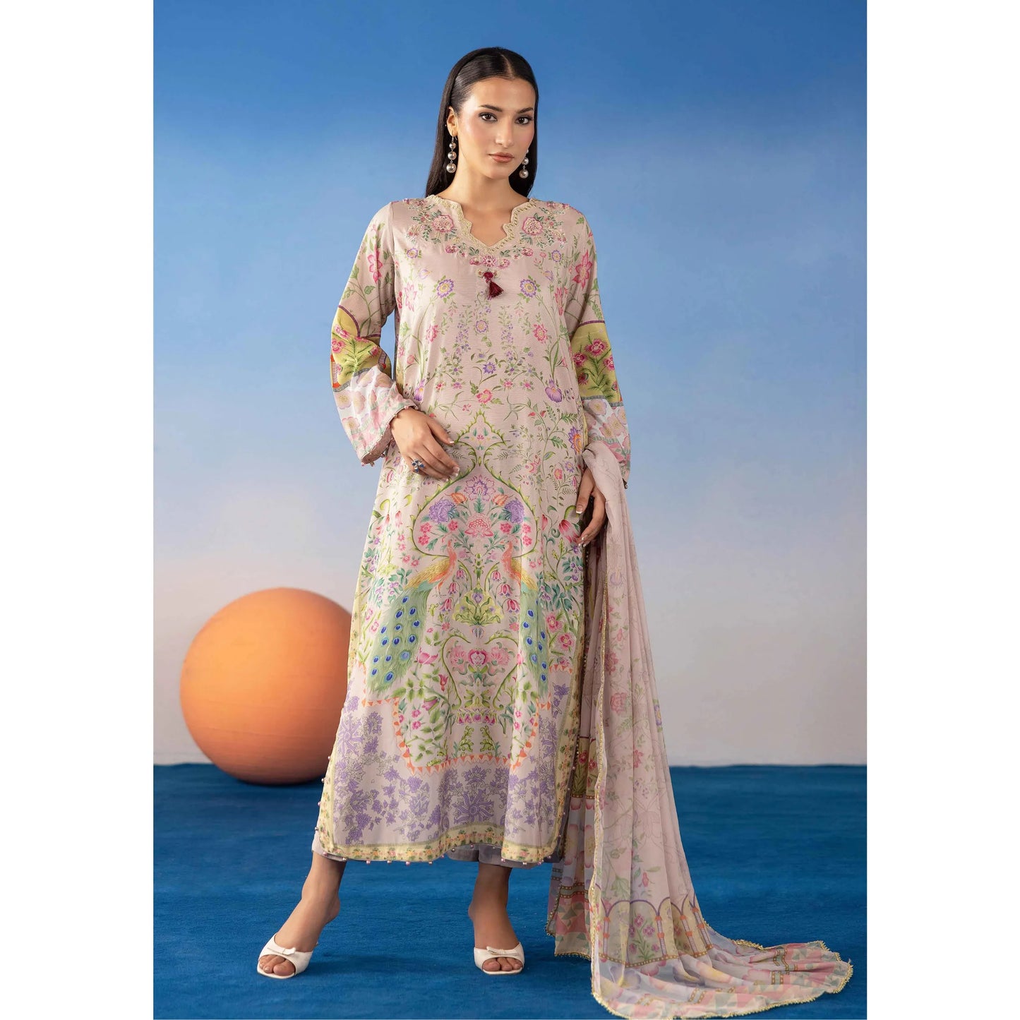 UMS-67 Ethnic Rozana by Simrans Poly Lawn Kaftan Co Ords set