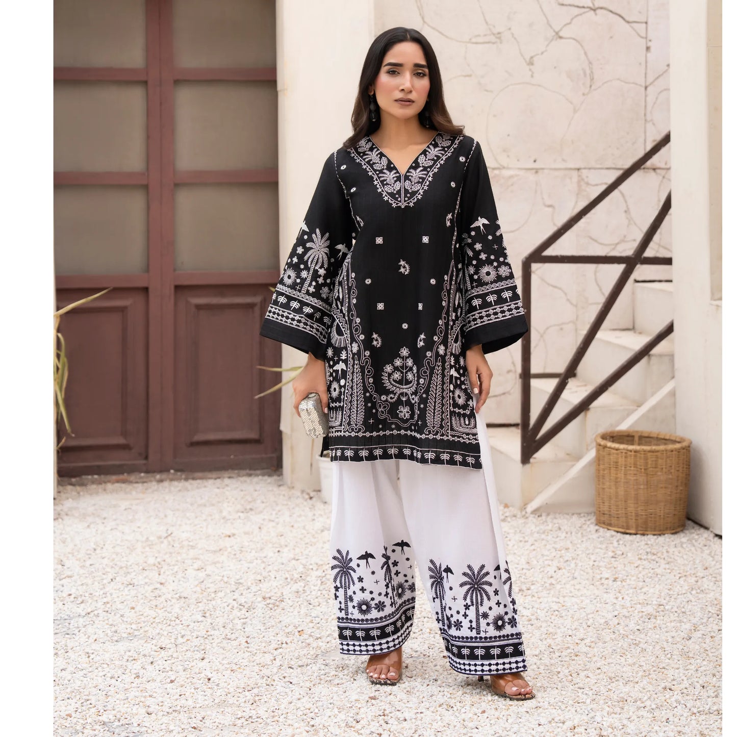 UA-257 Embroidered Cambric Cotton Co-Ord Set | Ready to Wear | Asian Clothes