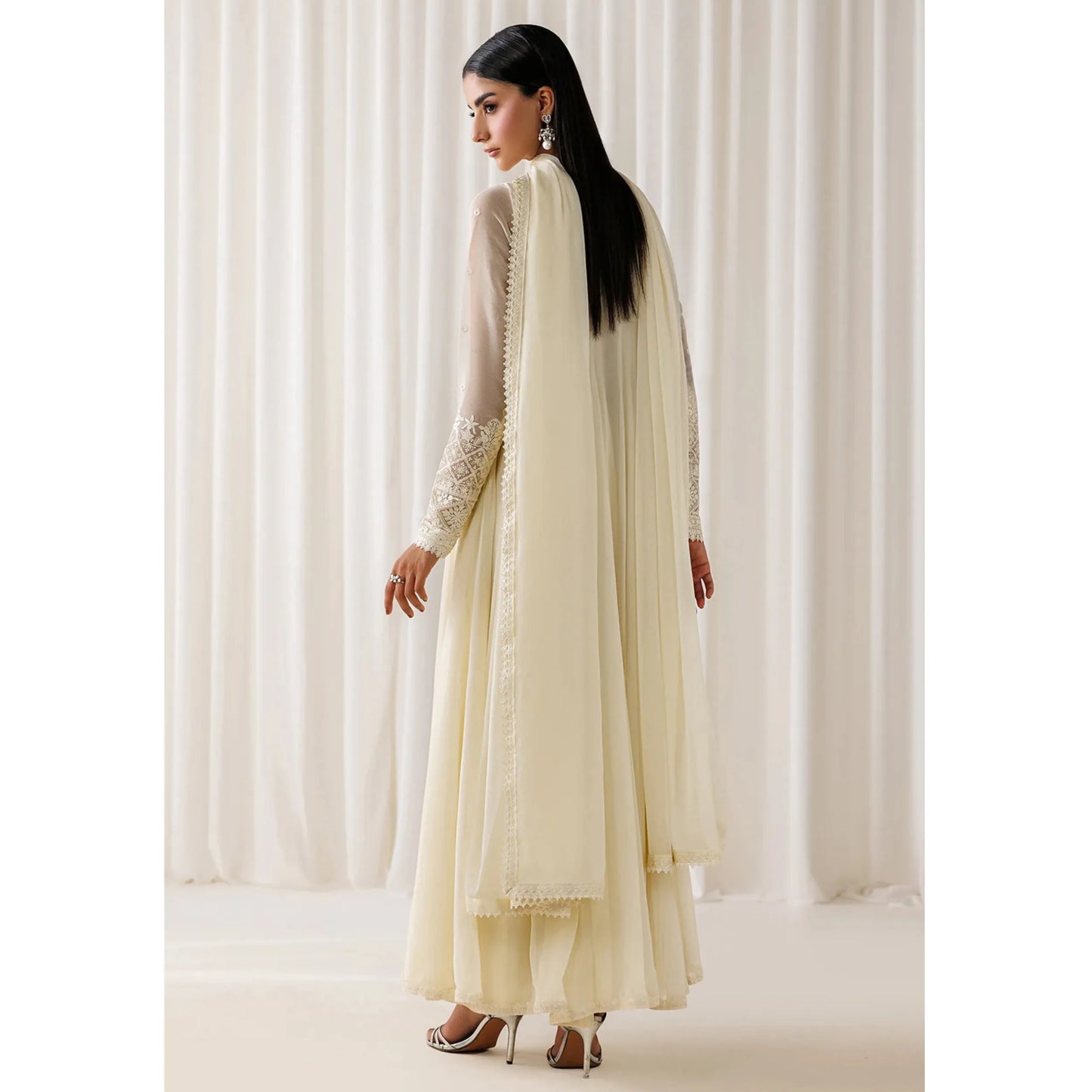 UA-281 Embroidered Chiffon Frock 3 Pc Collection | Umnaa