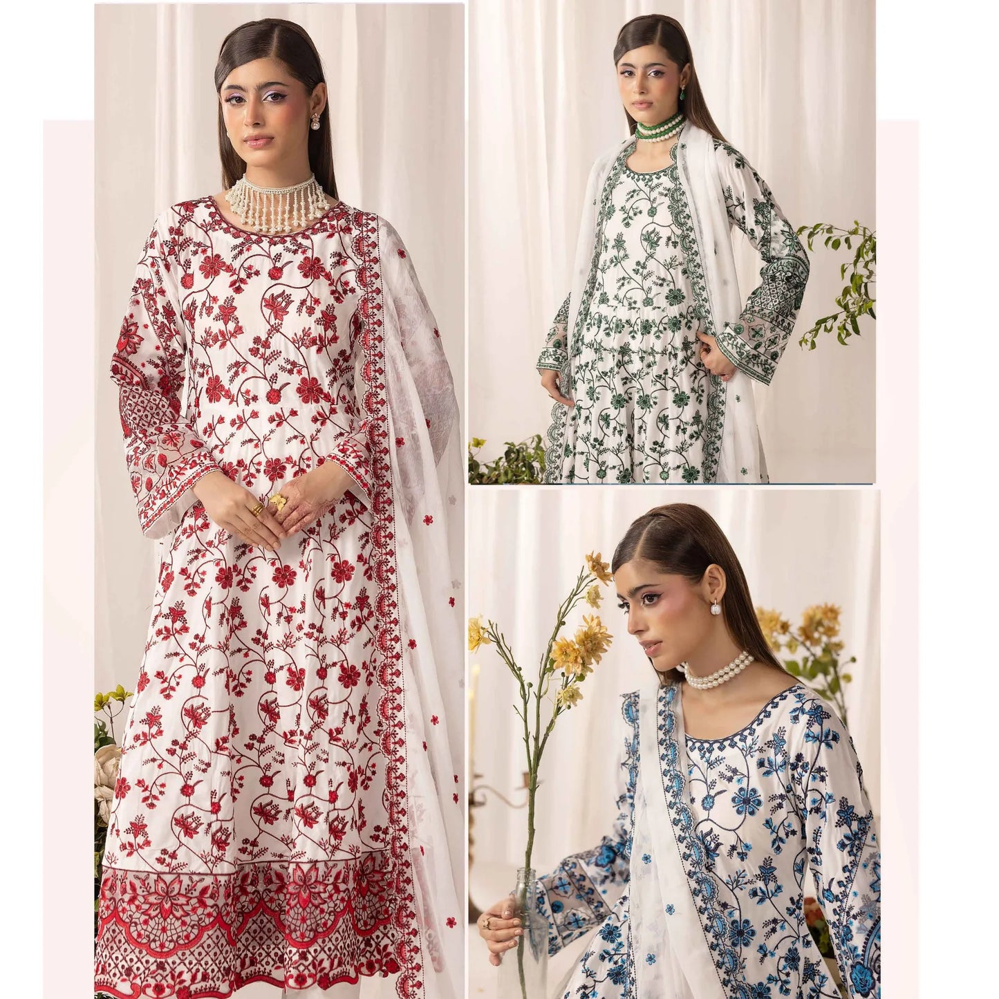UMS-69 "Aaliya by" Simrans Embroidered Linen frock 3 Pc