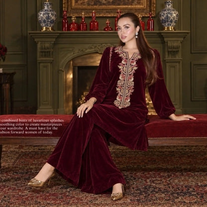 RA-42 Mehr-e-Noor Luxury Velvet Co-Ords | Raniya.h