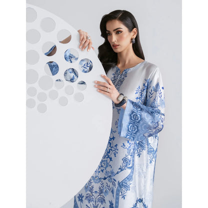 UAL-08 Printed Silk Kaftan with Trouser 2 Pc Set | Ally's
