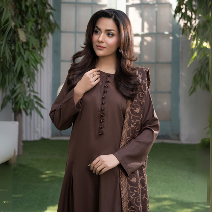 3 Pc Dhanak Dress with Embroidered Shawl | Winter Collection | Raniya.h | UMRAH0801
