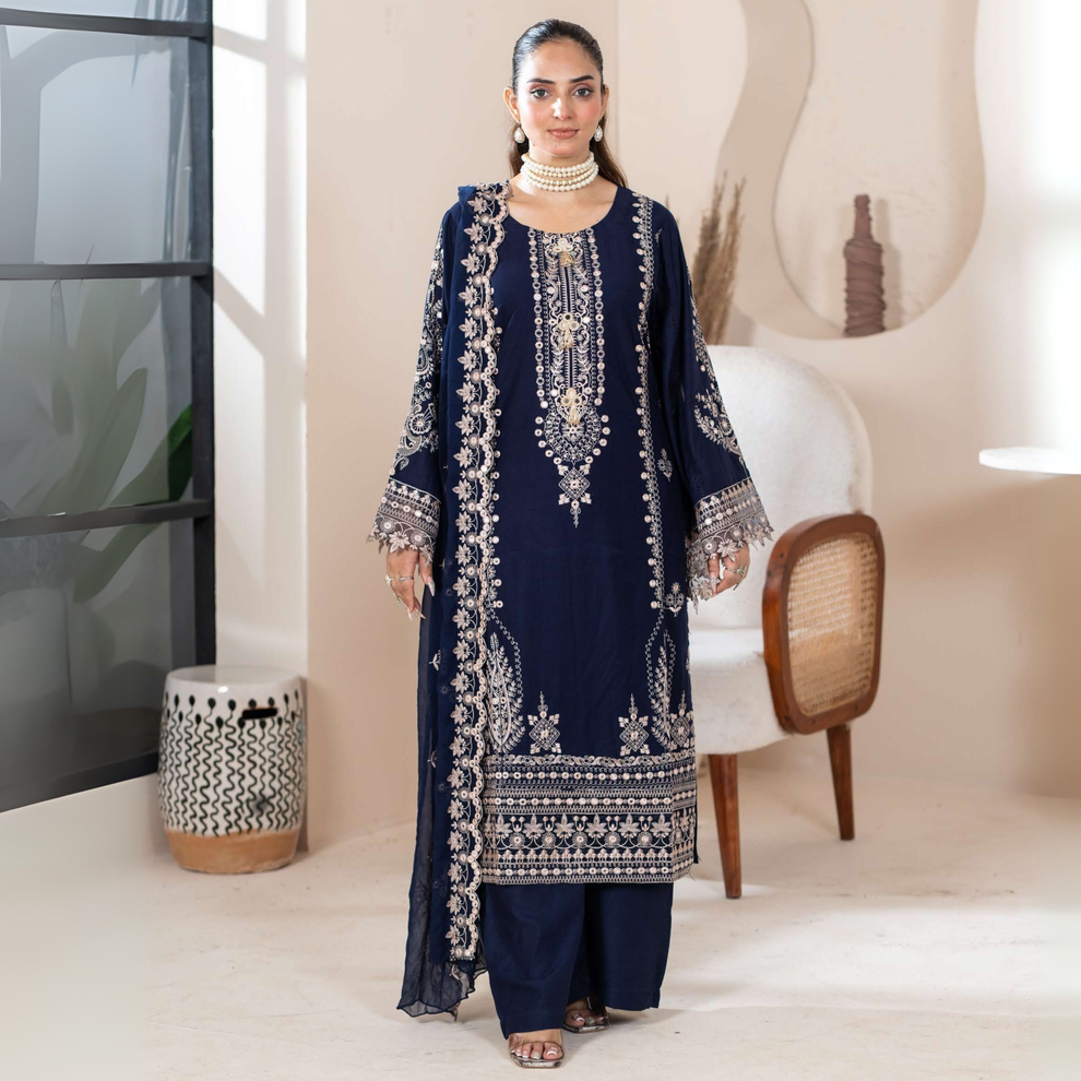 UA-159 Embroidered Dhanak Collection by Umnaa