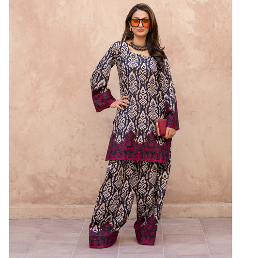 RA-34 Printed Lawn Kaftan Style and Short Farshi Shalwar 2 Piece Casual Summer Collection by Raniya.h