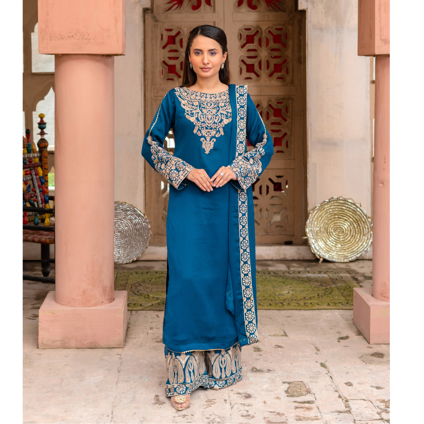 UMRZ-50 Luxury Chiffon Embroidered 3 Pc Collection by Rangz