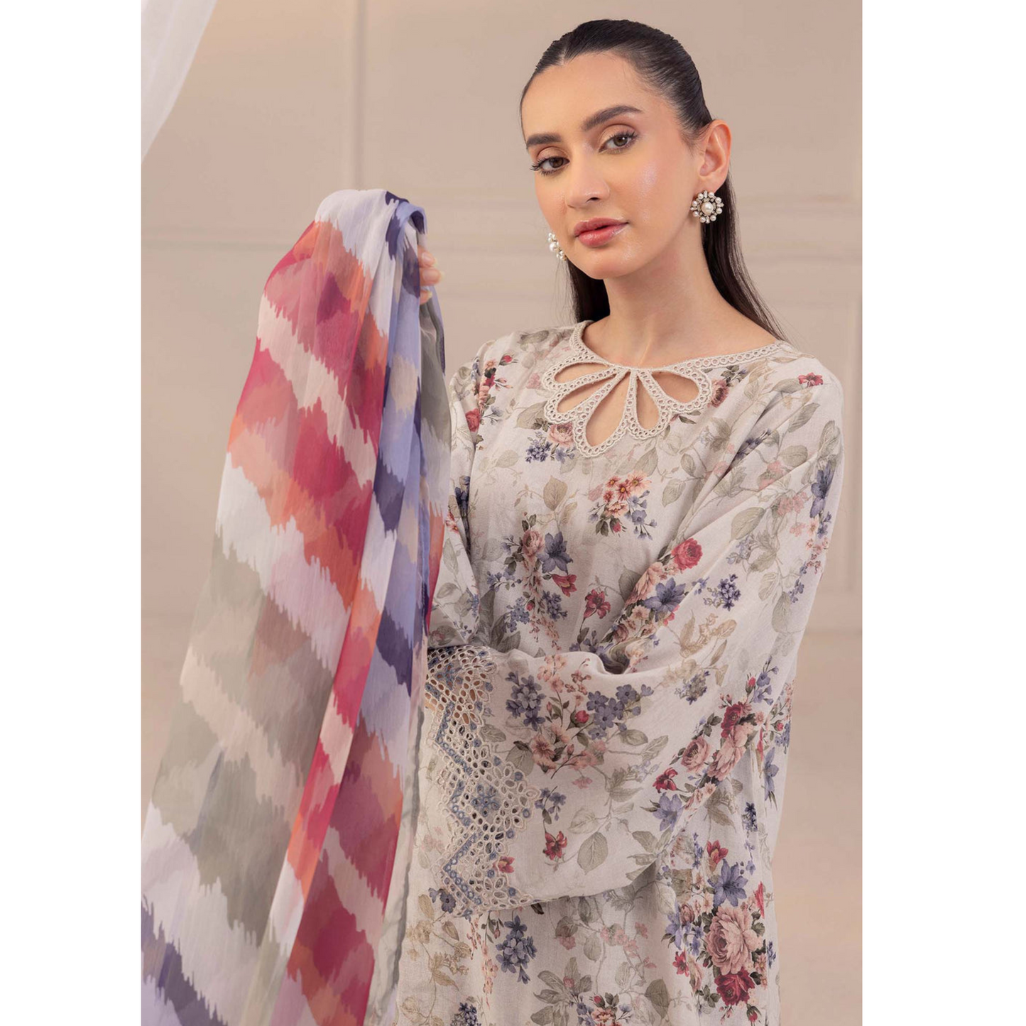 Soft Amber 3 Pc Printed Khaddar Ready to Wear Dress - Adan's libas
