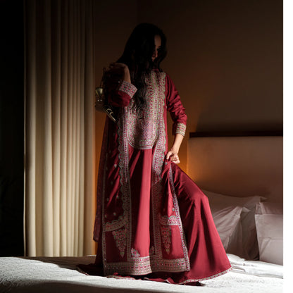 UCA-37 EALA Festive Embroidered Viscose Dress with Printed Silk Dupatta | Women’s Festive Wear Pakistani Designer Outfit by Casuallite