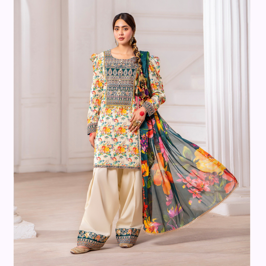 3 Pc Luxury Embroidered trendy Farshi Shalwar Collection | Eid Wear | Karma collection