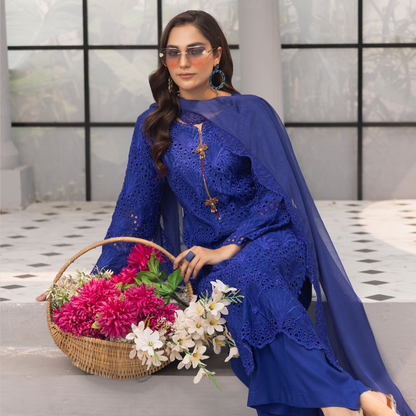 3 Pc Linen Chikenkari Ready to Wear Dress | Simrans | UMSIM4