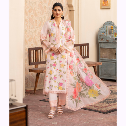 UKC-18 Embroidered Cambric Cotton Ready to Wear 3 Pc - Karma Collection