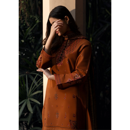 UCA-33 "Shadows" Embroidered Khaddar with Wool Shawl Winter Collection by Casuallite