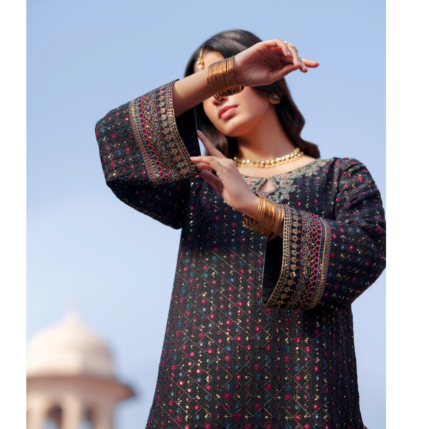 UCA-34 "ISHQIA" Festive Drop Embroidered Viscose Collection by Casuallite