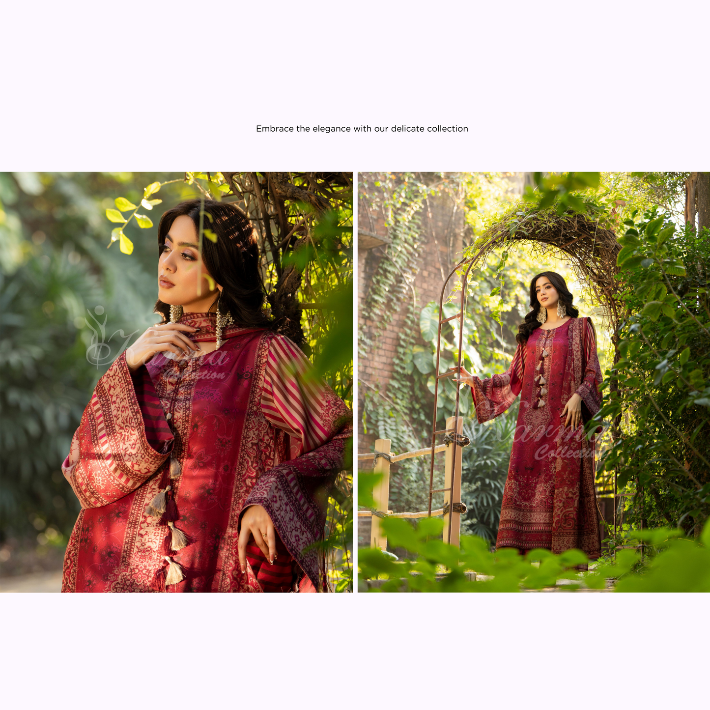 "Eliana" Embroidered Printed Shamooz Silk by Karma Collection | Asian Clothes | Eid