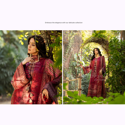 "Eliana" Embroidered Printed Shamooz Silk by Karma Collection | Asian Clothes | Eid