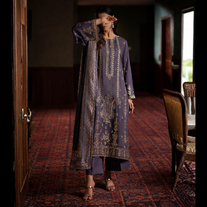 UCA-36 ELARA Festive Embroidered Viscose Dress with Printed Silk Dupatta | Women’s Festive Wear Pakistani Designer Outfit by Casuallite