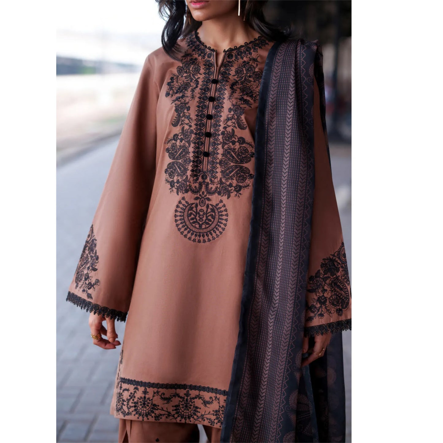 UCA-39 SafarNama Summer Embroidered Cotton Dress with Printed Silk Dupatta | Women’s Wear Pakistani Designer Outfit by Casuallite