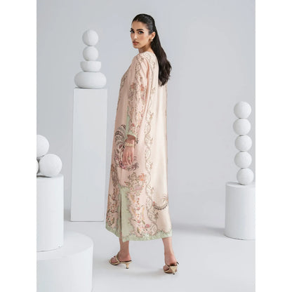 UAL-08 Printed Silk Kaftan with Trouser 2 Pc Set | Ally's