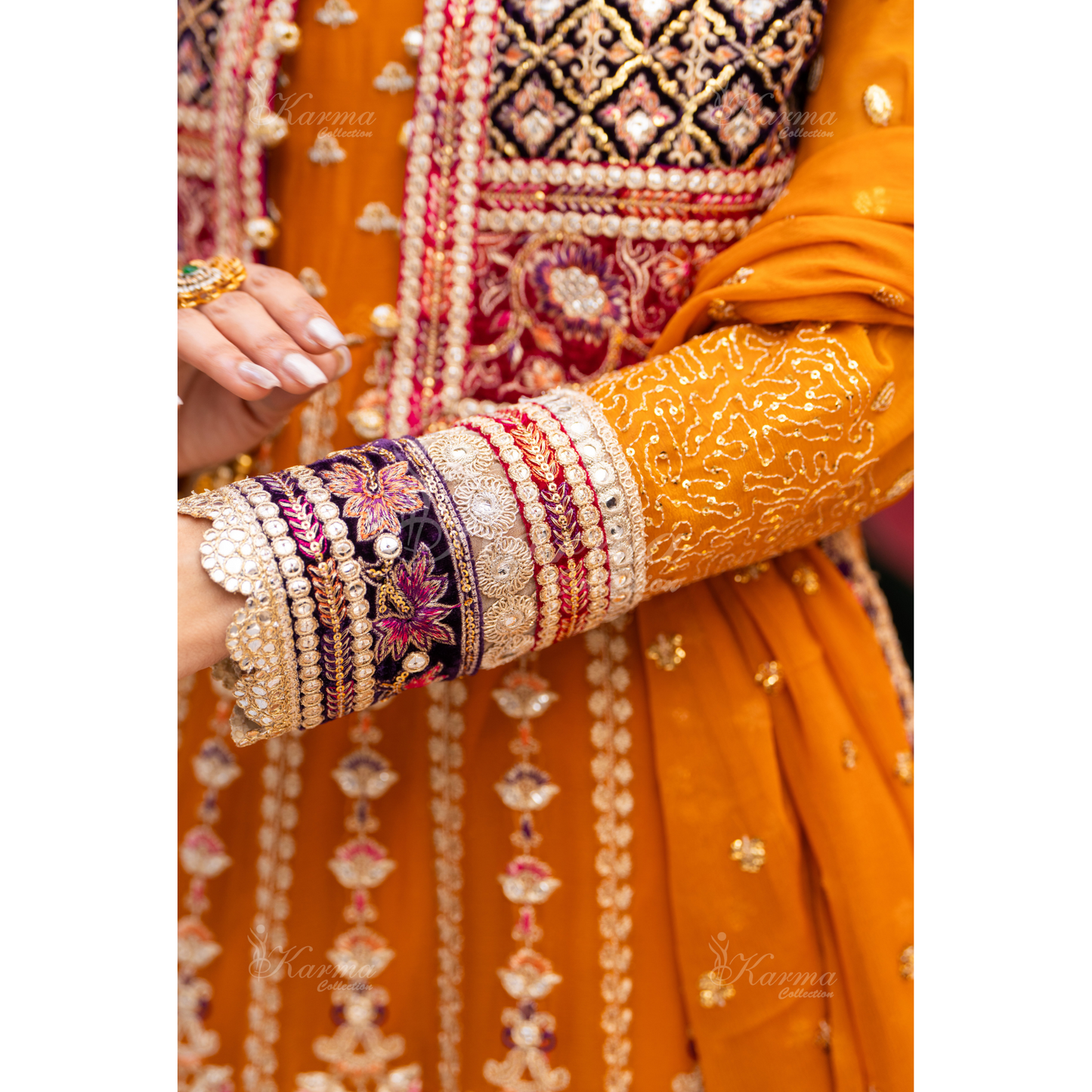 Luxury Embroidered  chiffon long Maxi with velvet jacket | Wedding Collection | karma Collection | UMKC01401