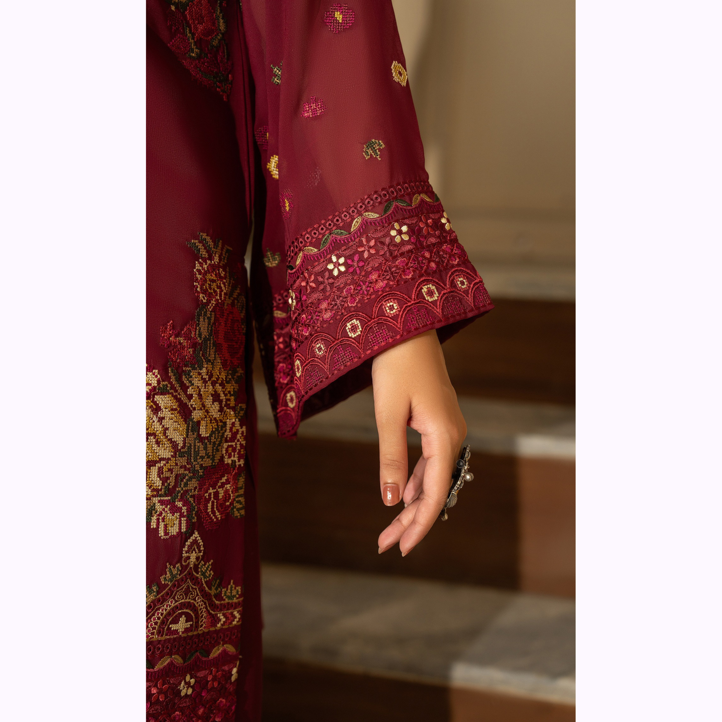 F-467 Embroidered Georgette Chiffon Collection by karma Collection