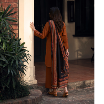 UCA-33 "Shadows" Embroidered Khaddar with Wool Shawl Winter Collection by Casuallite