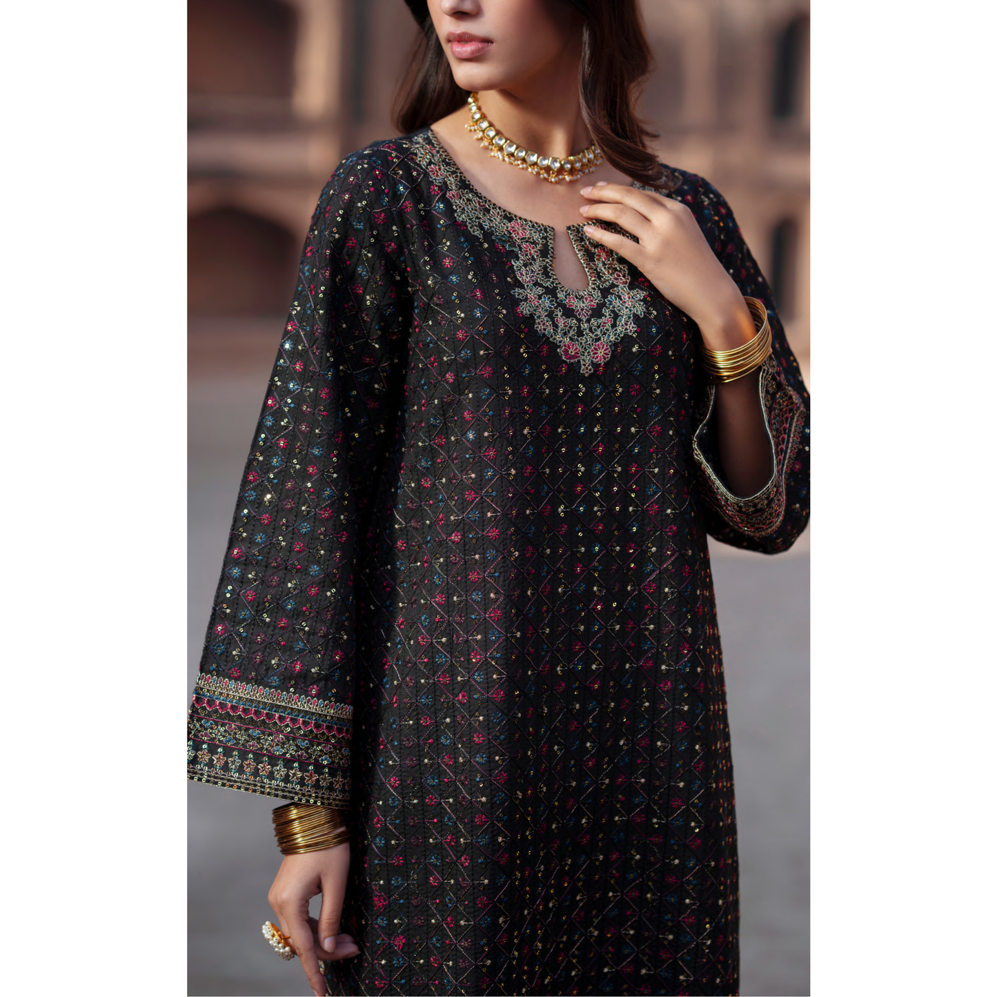 UCA-34 "ISHQIA" Festive Drop Embroidered Viscose Collection by Casuallite