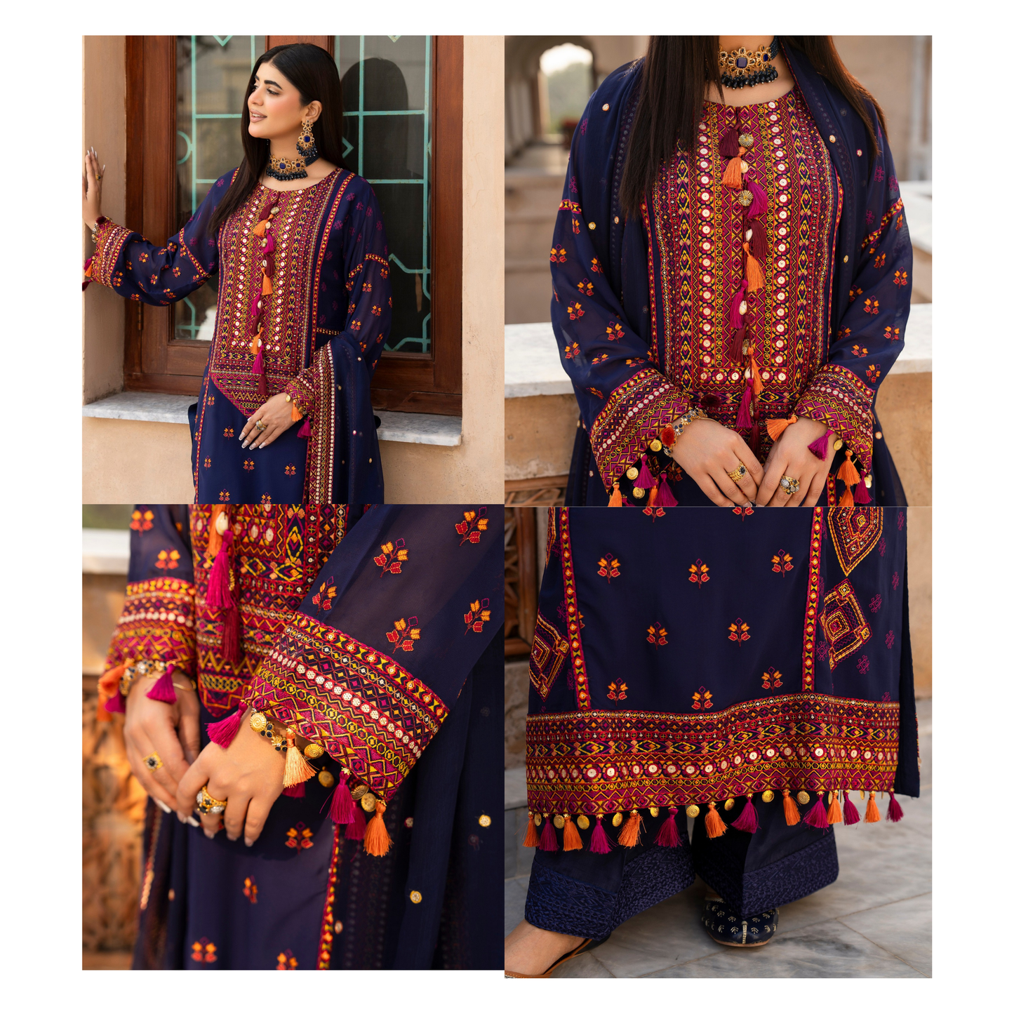 F-495 "Hayat" Embroidered Georgette Chiffon 3 Pc Collection