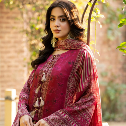 "Eliana" Embroidered Printed Shamooz Silk by Karma Collection | Asian Clothes | Eid