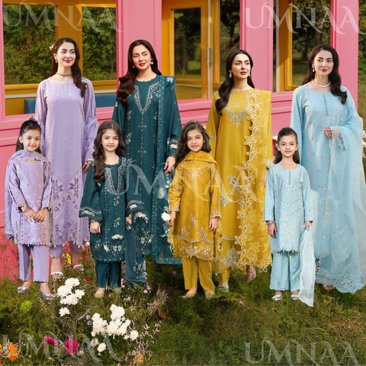 UMS-56 Janan Mother Daughter Chikenkari Jacquard Eid Edit by Simrans | Ready to Wear Asian Pakistani clothes
