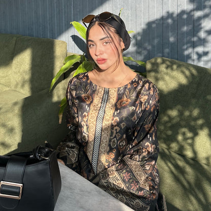 UA-169 Silk Printed Co-Ords Set by Umnaa | Ready to Wear Modest fashion Asian