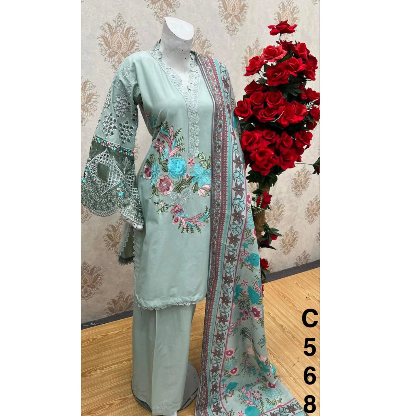 UA-186 Embroidered Cotton 3-Piece Collection | Ready to Wear Asian clothes