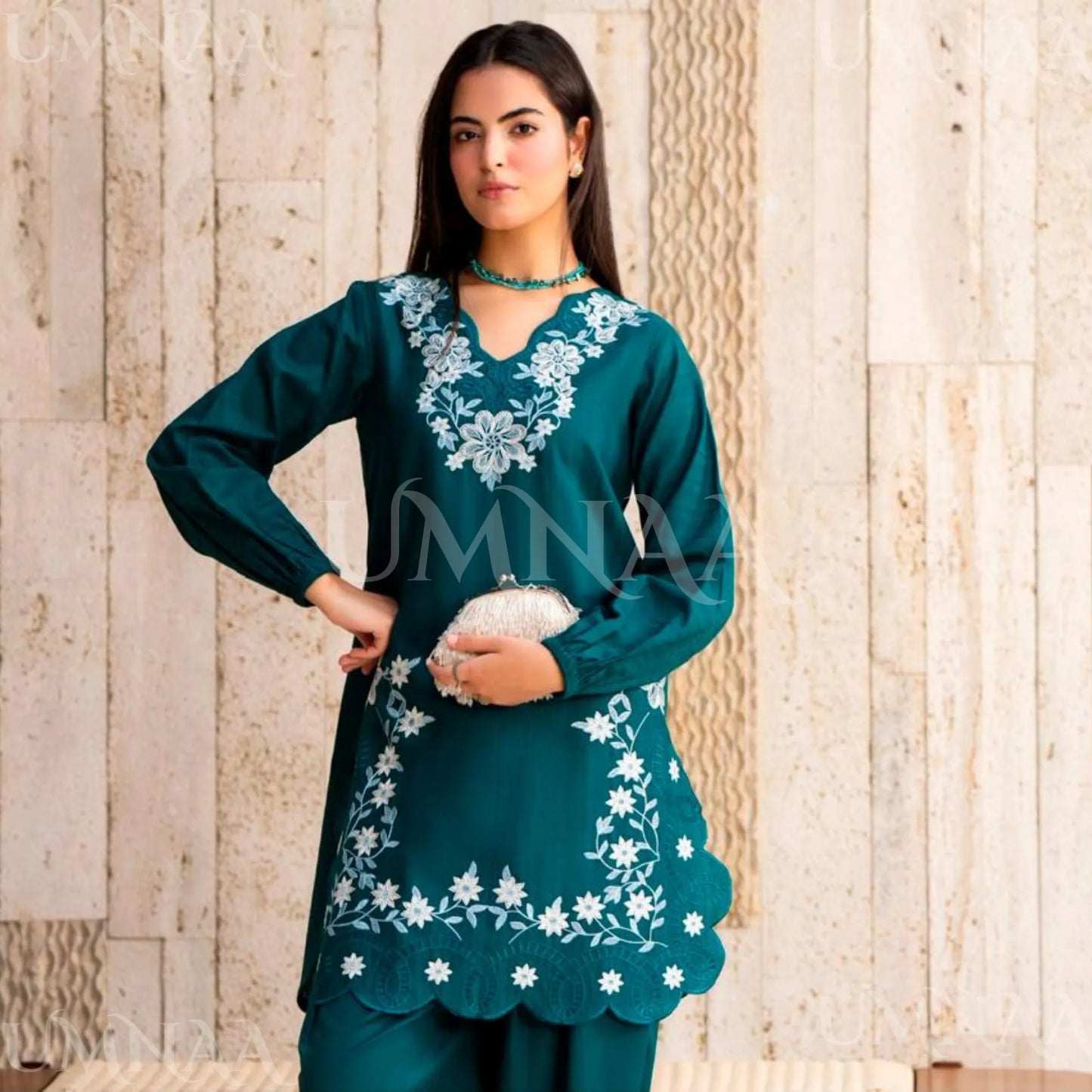 UA-276 Embroidered Trendy Cotton Co-Ord Set | Umnaa