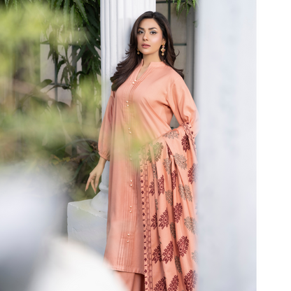 3 Pc Dhanak Dress with Embroidered Shawl | Winter Collection | Raniya.h | UMRAH0801