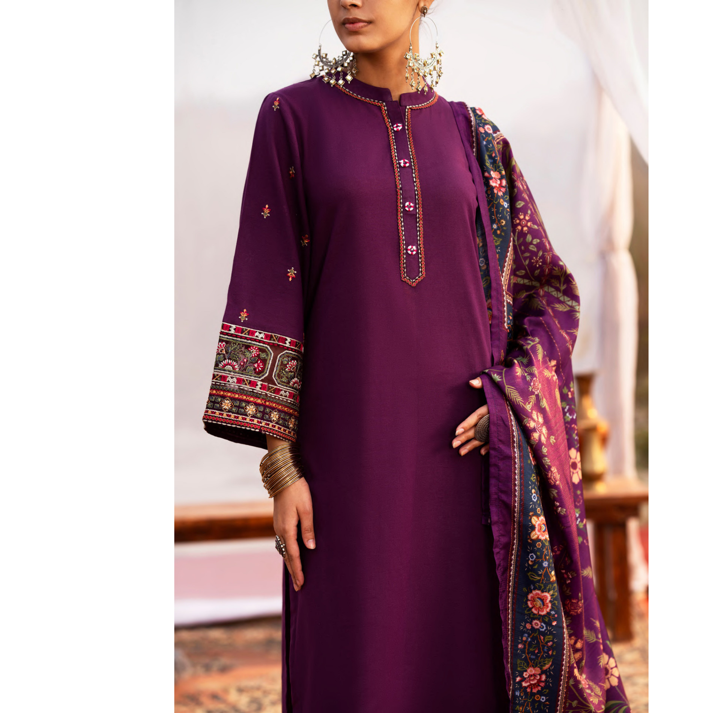 3 Pc Embroidered Khaddar Ready to Wear Collection by Casuallite | UMCAE0901