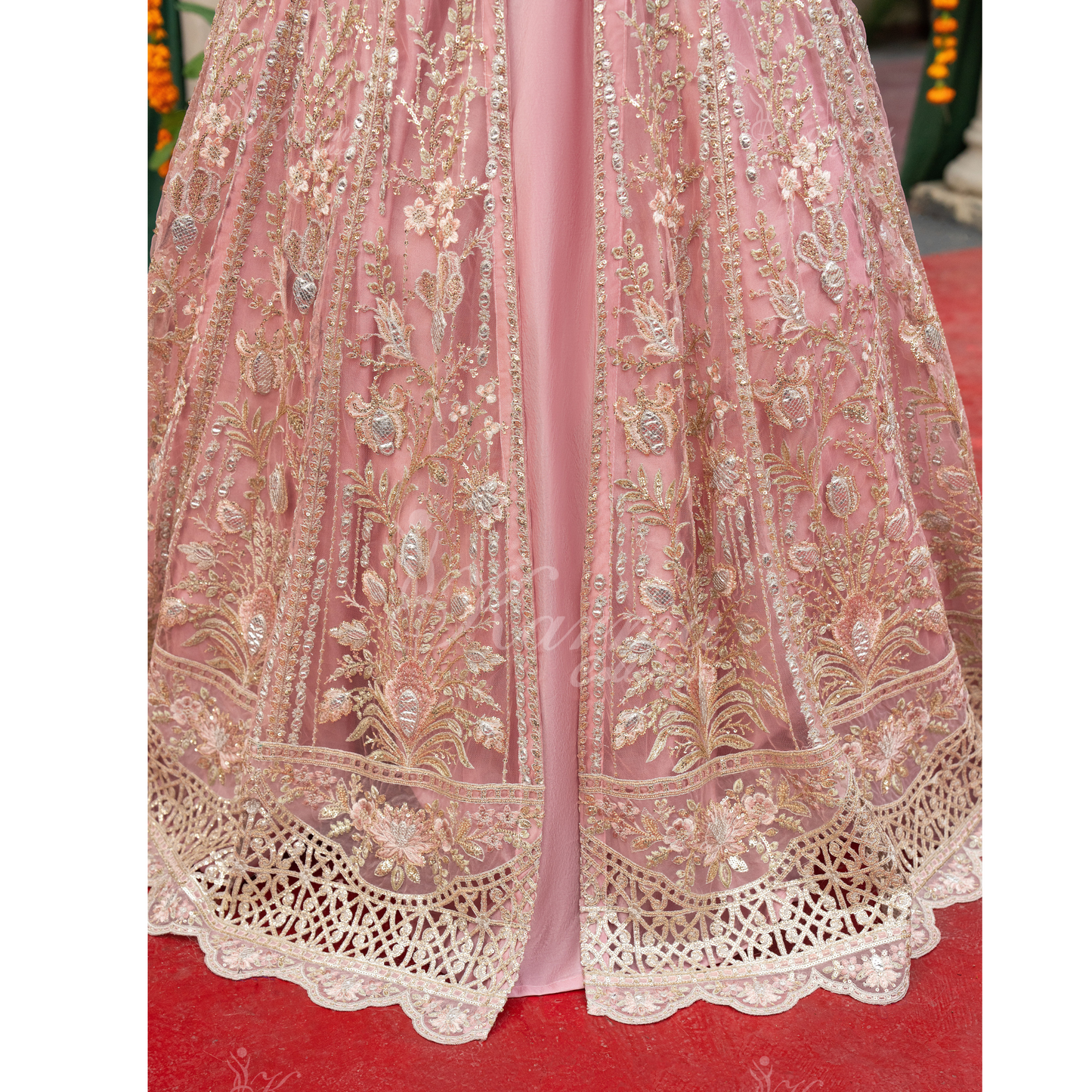 Luxury Embroidered soft Net long Maxi | Wedding Collection | karma Collection | UMKC01301