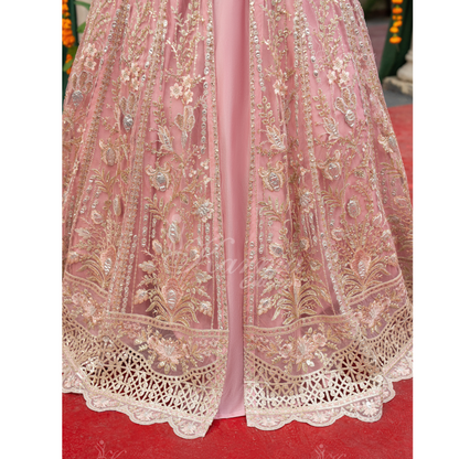 Luxury Embroidered soft Net long Maxi | Wedding Collection | karma Collection | UMKC01301