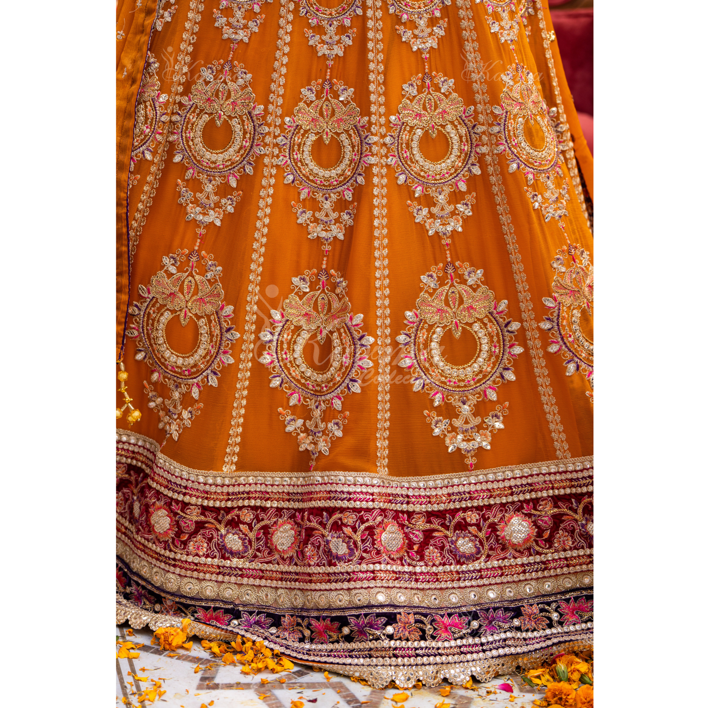 Luxury Embroidered  chiffon long Maxi with velvet jacket | Wedding Collection | karma Collection | UMKC01401