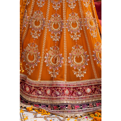 Luxury Embroidered  chiffon long Maxi with velvet jacket | Wedding Collection | karma Collection | UMKC01401