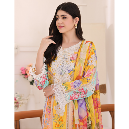 UA-94 3 Pc Embroidered Printed Summer Lawn | Ready to Wear | Umnaa